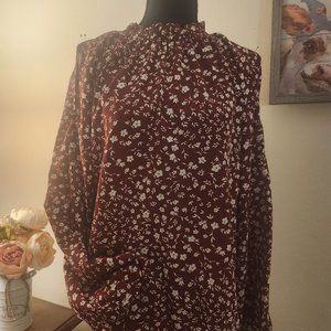 Autumn Elegance: Floral Open-Shoulder Blouse